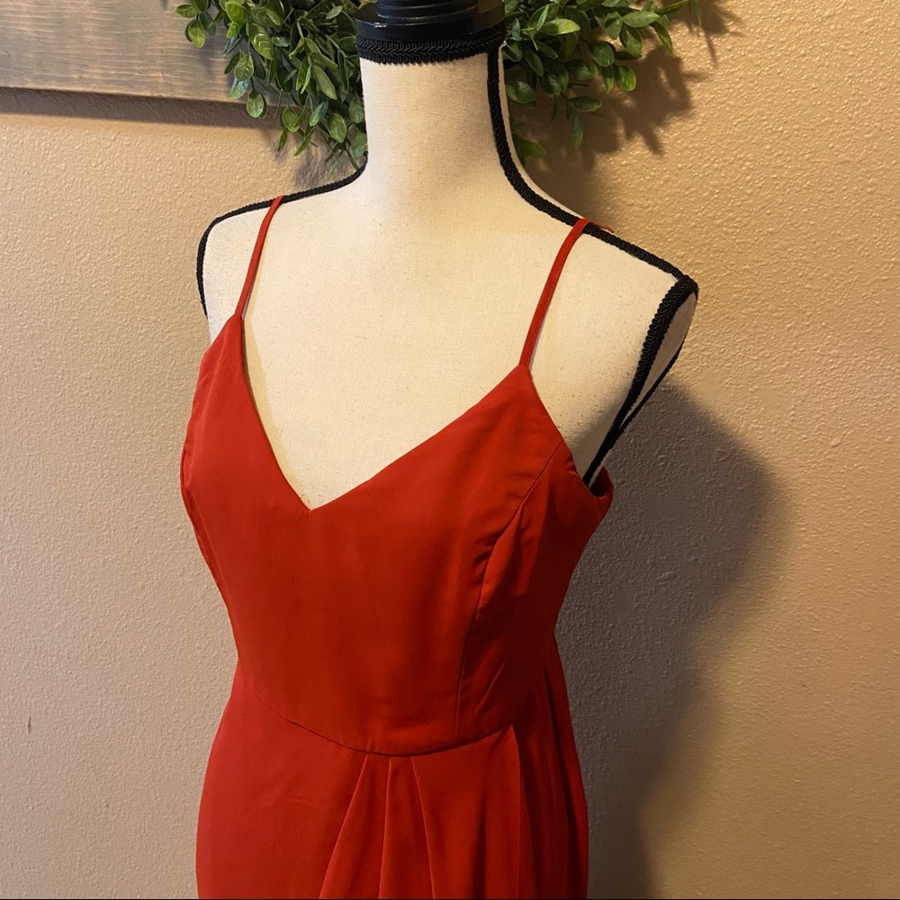 NWOT Lulus Reinette Rust Red Midi Dress - Picture 8 of 15